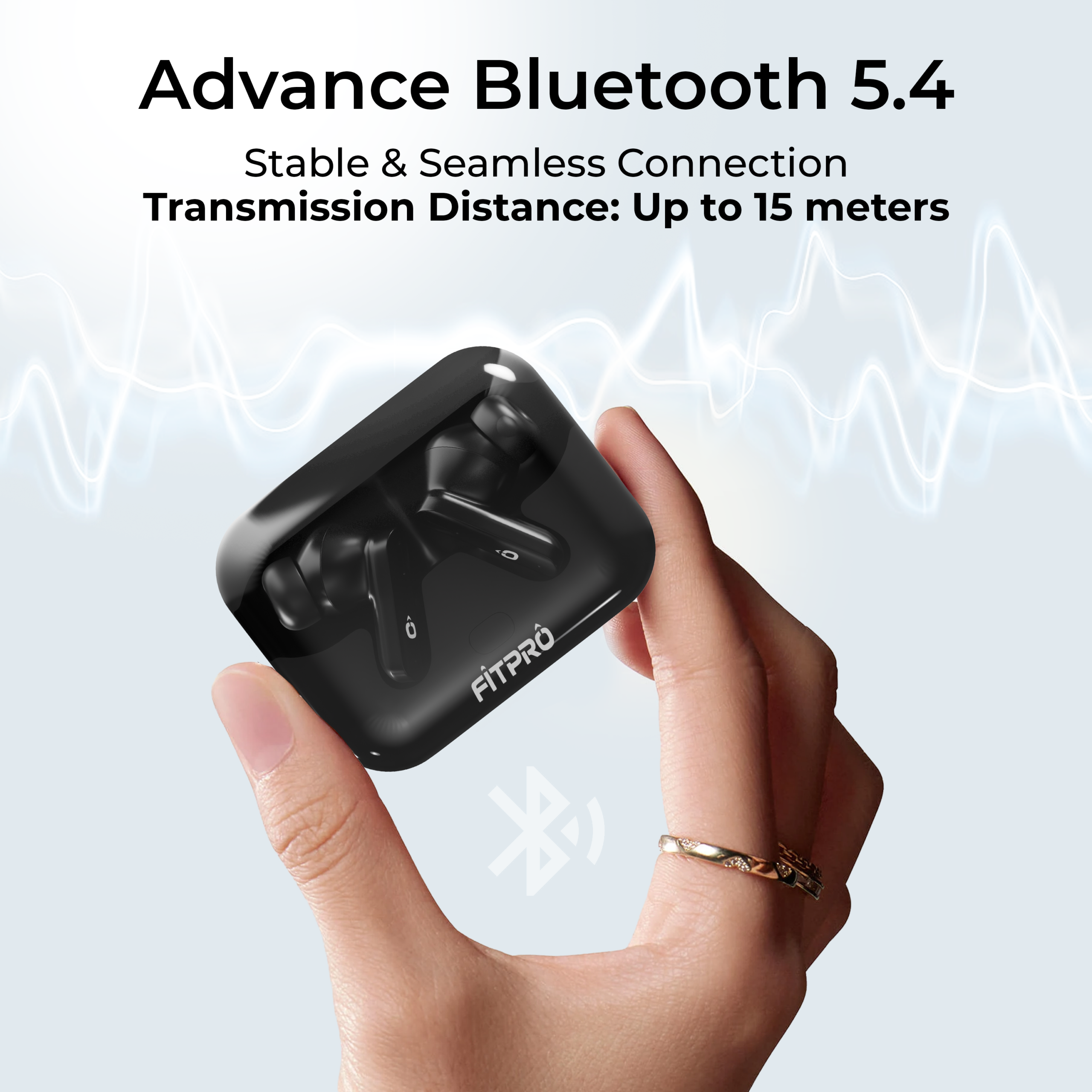 FitPro Air7 True Wireless Bluetooth Earbuds – Bluetooth 5.3, Deep Bass, 40H Playtime, ENC, Fast Type-C Charging (Black/White)