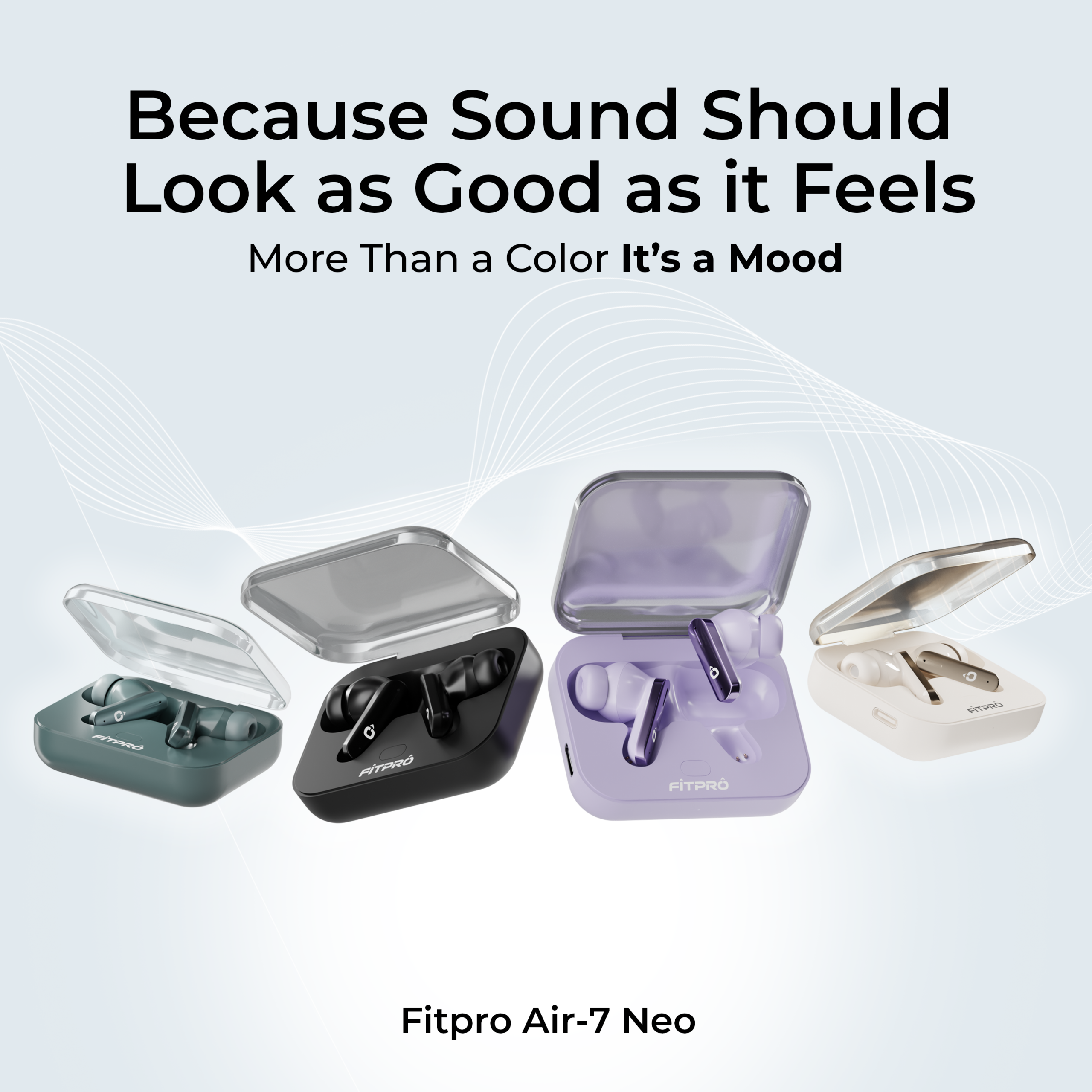 FitPro Air7 True Wireless Bluetooth Earbuds – Bluetooth 5.3, Deep Bass, 40H Playtime, ENC, Fast Type-C Charging (Black/White)