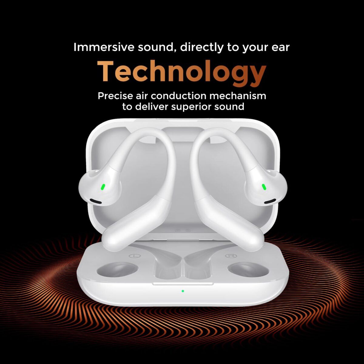 Fitpro OWS Air Bone Conduction Earbuds | 80H Playtime, ANC, Quad Mic Bluetooth  (White, On the Ear)